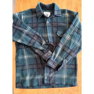 JUNEAU Shirt Green Plaid Flannel Shacket Fleece Long Sleeve Button Up Men’s M